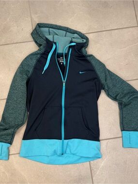 Nike Navy & Teal Full-Zip Hooded Jacket